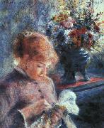 Pierre Renoir Lady Sewing oil painting artist